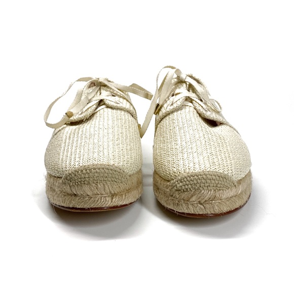 Joie Wallie Espadrille Raffia Platform Lace-Up Sneakers Size EU 39 Ivory - Picture 3 of 13